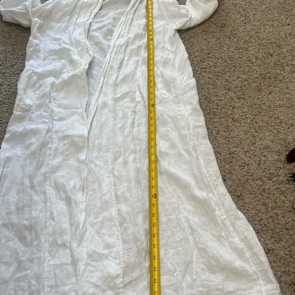 Made in Italy linen white Open Long Cardigan Pocket Lagenlook Beach relaxed SZ M - Picture 15 of 15